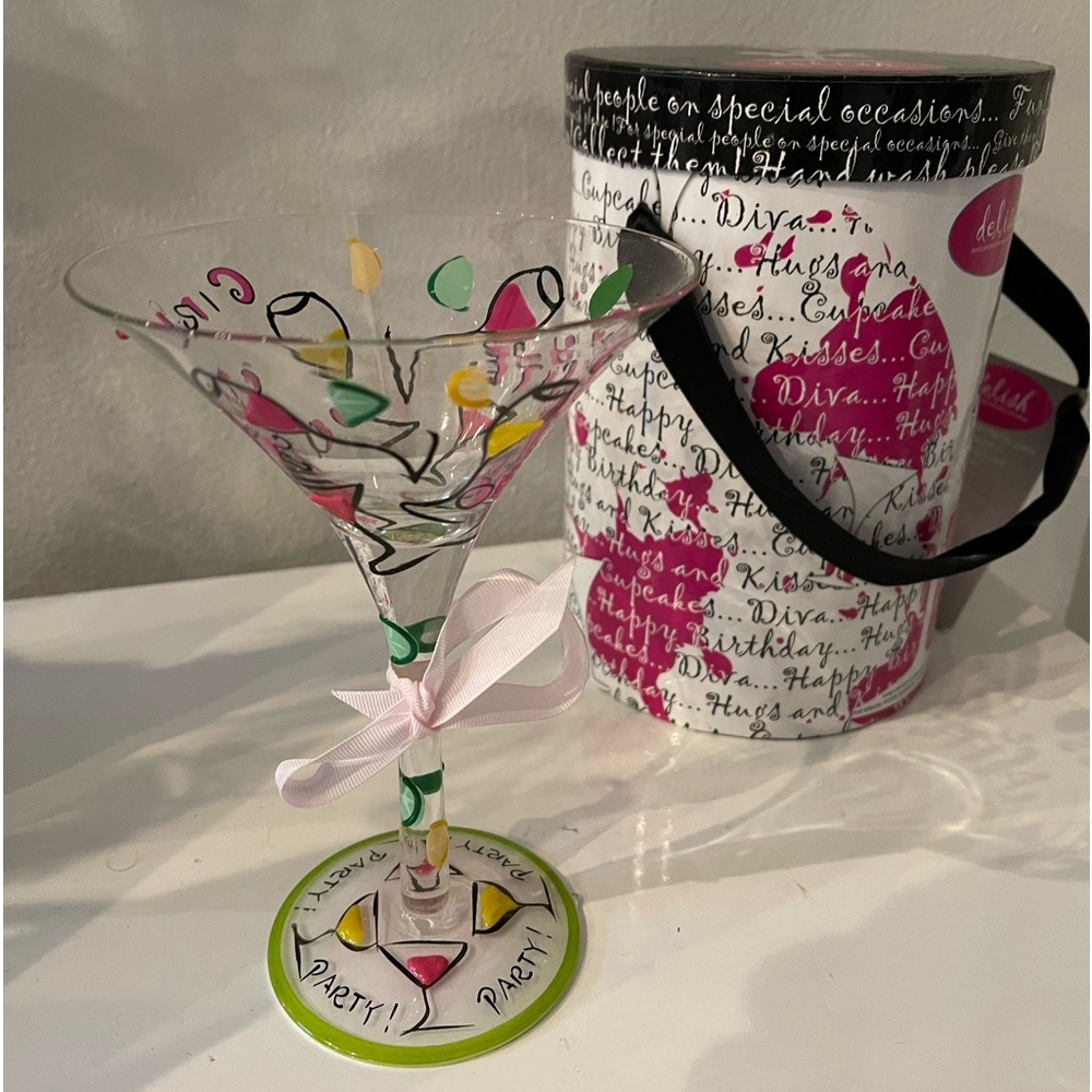NWT Martini Hand painted glass Girls Night Out